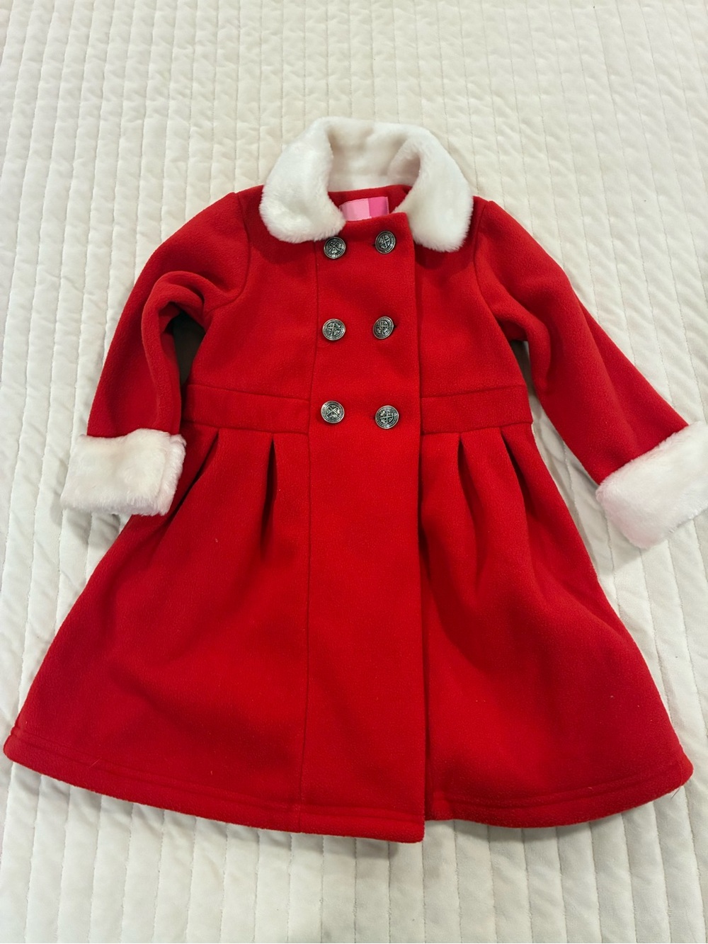 Goodlad Red Coat with White Faux Fur Trim 3t